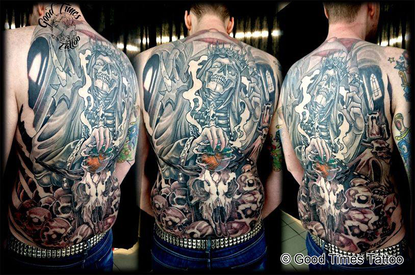 Backpiece Skull King Tattoo von Good Times Tattoo Philippsthal