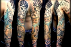 Schiff und Kraken sleeve Tattoo von Good Times Tattoo Philippsthal